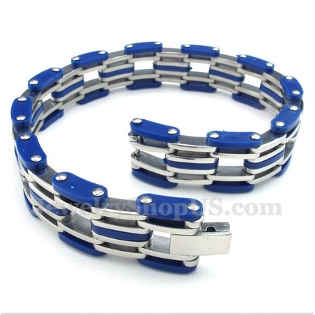 Men's Titanium Blue Rubber Bracelet
