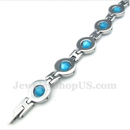 Men's Titanium Blue Round Beads Bracelet