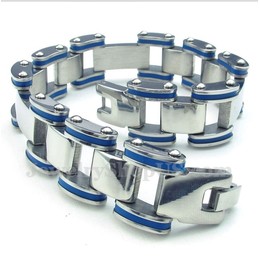 Men's Titanium Blue Rubber Bracelet