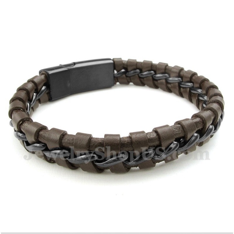 Men's Titanium Leather Bracelet