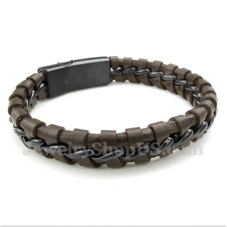Men's Titanium Leather Bracelet