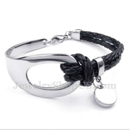 Men's Titanium Leather Bracelet