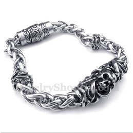 Men's Titanium Casted Skull Bracelet