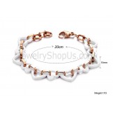 White Ceramic Sweetheart and Rose Gold Titanium Bracelet C429