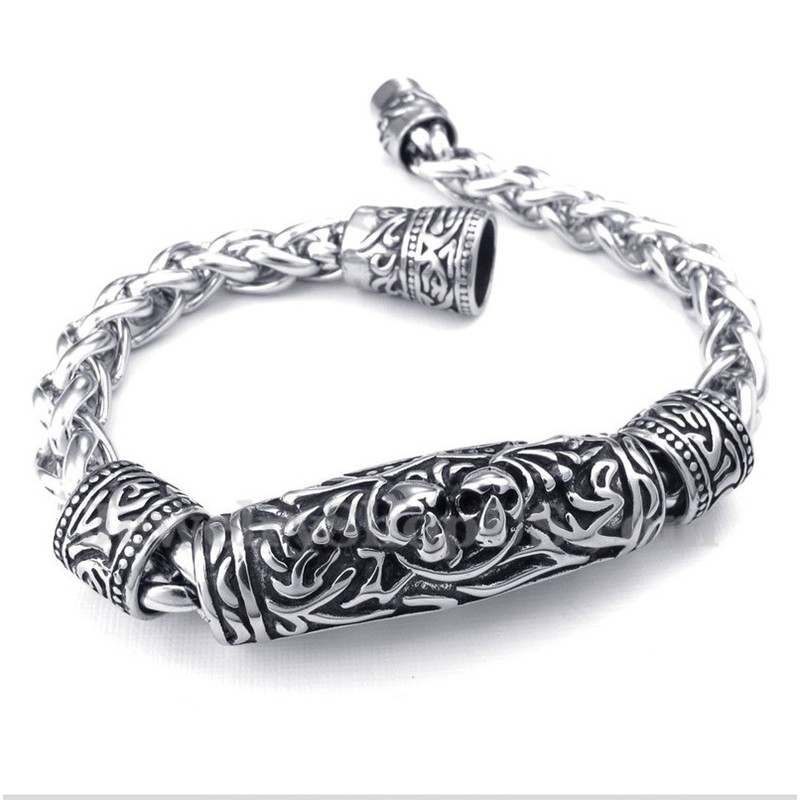 Men's Titanium Casted Skull Bracelet