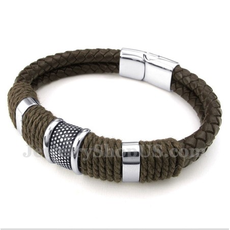 Men's Titanium Leather Bracelet