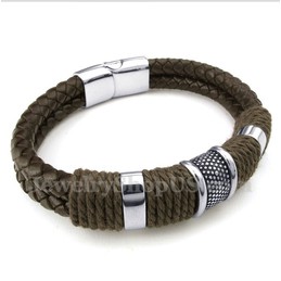 Men's Titanium Leather Bracelet