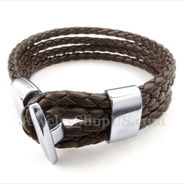 Men's Titanium Leather Bracelet