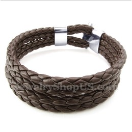 Men's Titanium Leather Bracelet