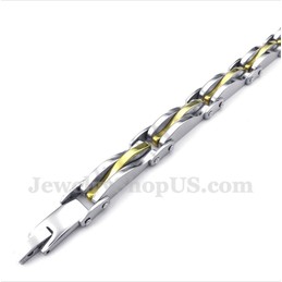Men's Titanium Gold Wave Bracelet