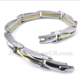 Men's Titanium Gold Wave Bracelet