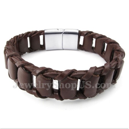 Men's Titanium Leather Bracelet