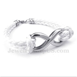 Men's Titanium Infinity Symbol Leather Bracelet