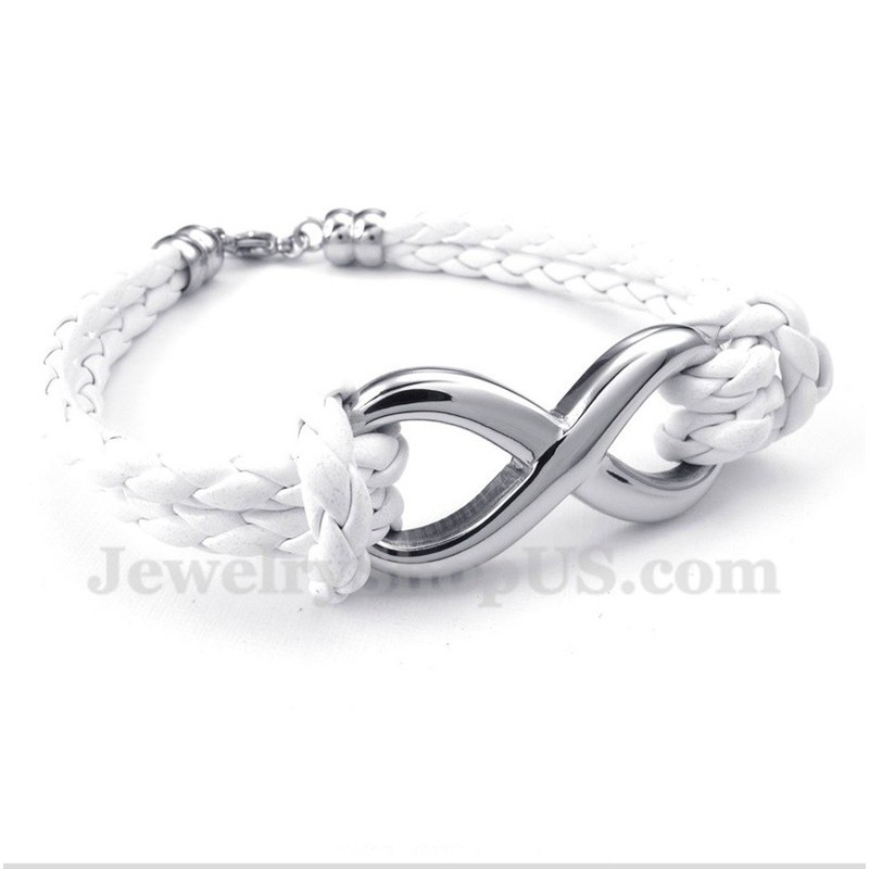 Men's Titanium Infinity Symbol Leather Bracelet