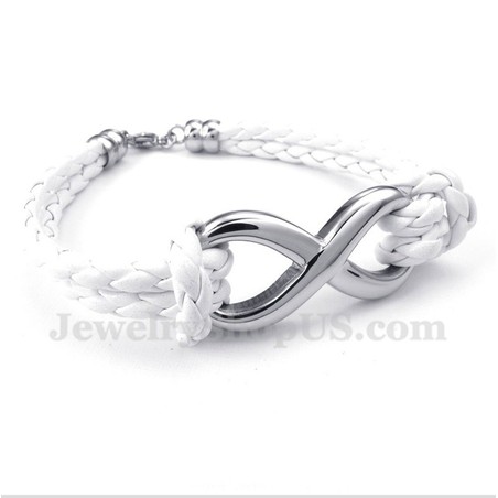 Men's Titanium Infinity Symbol Leather Bracelet