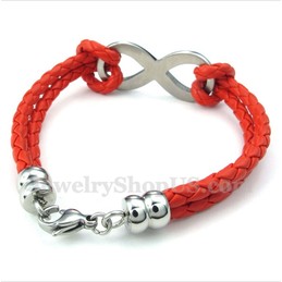 Men's Titanium Infinity Symbol Leather Bracelet