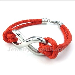Men's Titanium Infinity Symbol Leather Bracelet