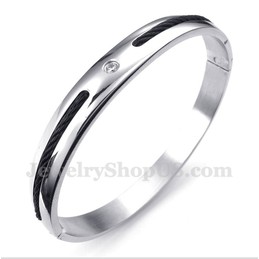 Men's Titanium Black Cable Diamond Bracelet