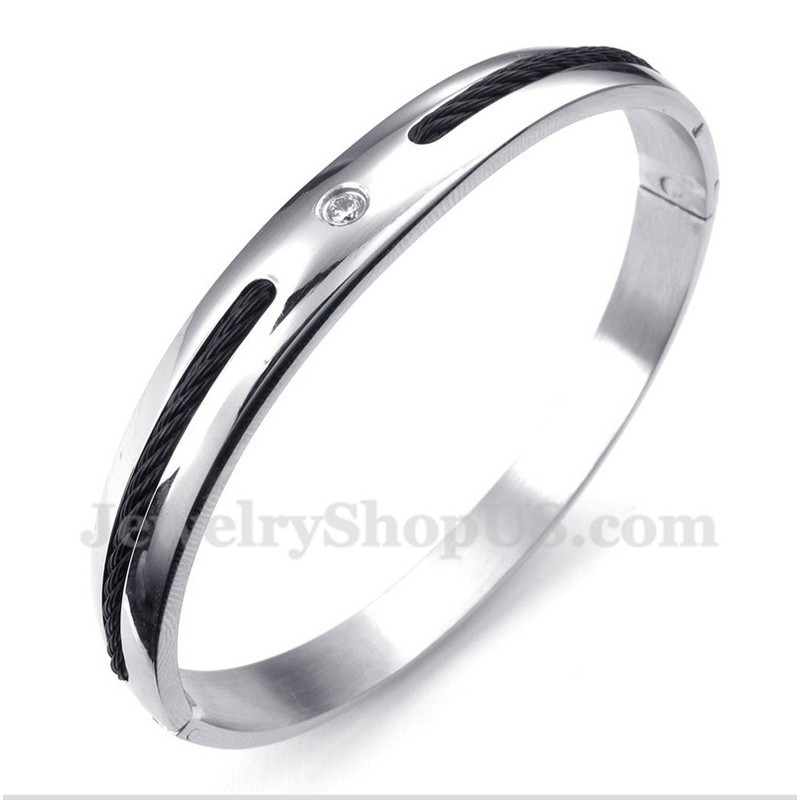 Men's Titanium Black Cable Diamond Bracelet