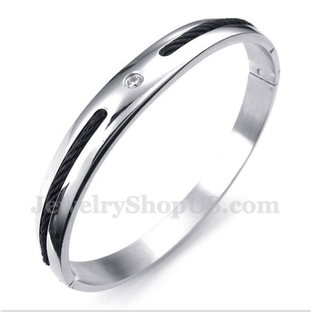 Men's Titanium Black Cable Diamond Bracelet