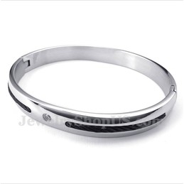 Men's Titanium Black Cable Diamond Bracelet