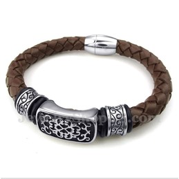 Men's Titanium Leather Bracelet