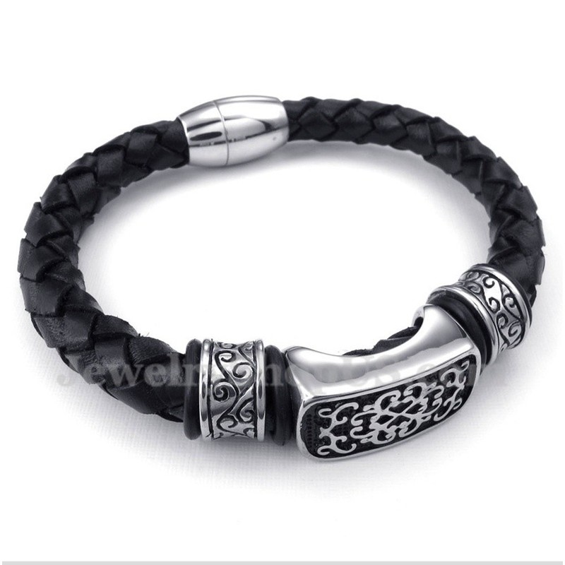 Men's Titanium Leather Bracelet