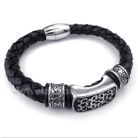 Men's Titanium Leather Bracelet