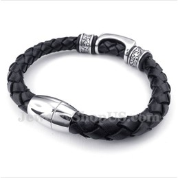 Men's Titanium Leather Bracelet