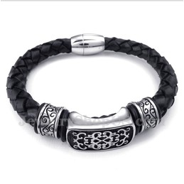 Men's Titanium Leather Bracelet