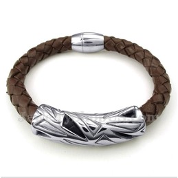 Men's Titanium Leather Bracelet