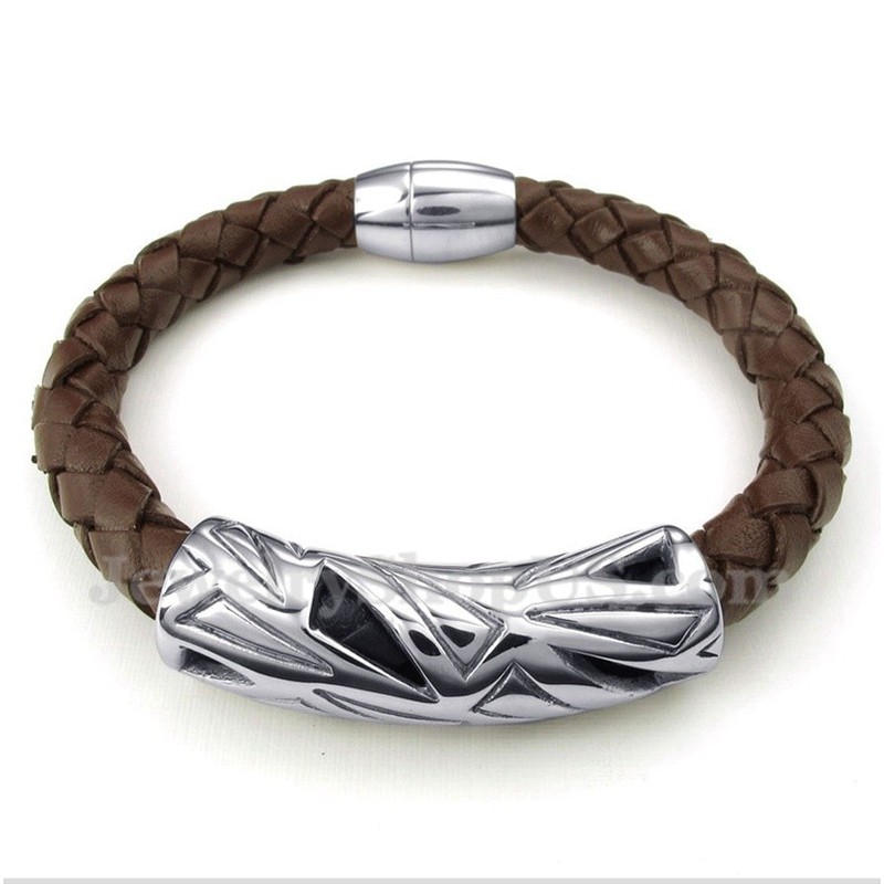 Men's Titanium Leather Bracelet