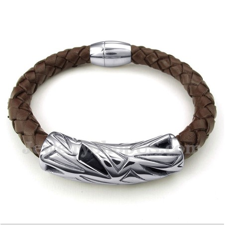 Men's Titanium Leather Bracelet