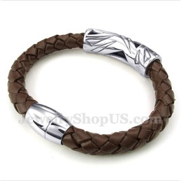 Men's Titanium Leather Bracelet
