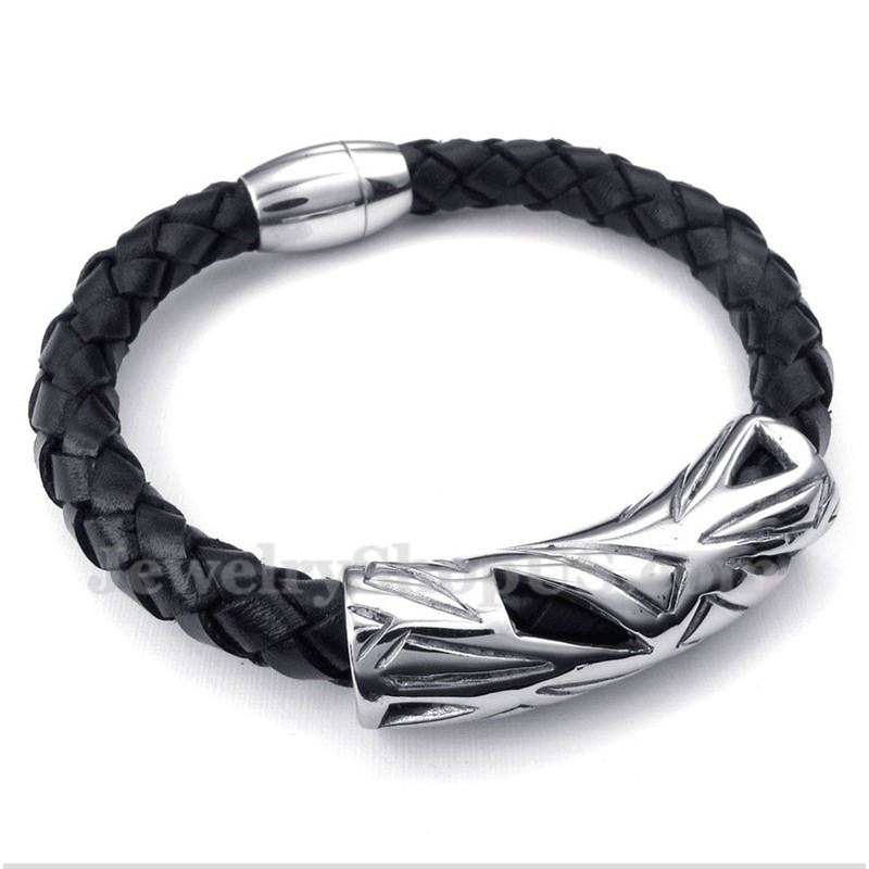 Men's Titanium Leather Bracelet