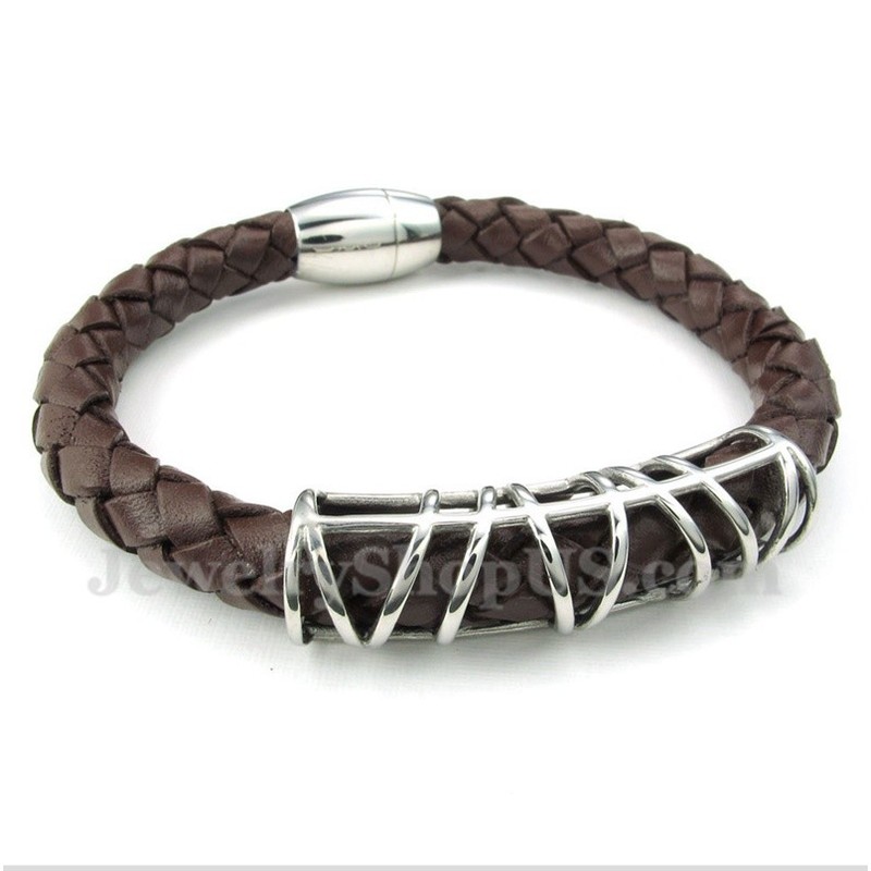 Men's Titanium Leather Bracelet