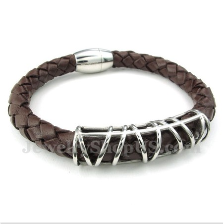 Men's Titanium Leather Bracelet