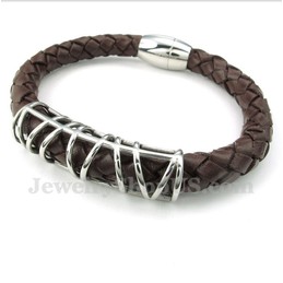 Men's Titanium Leather Bracelet