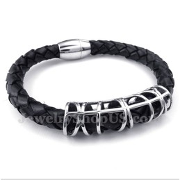 Men's Titanium Leather Bracelet