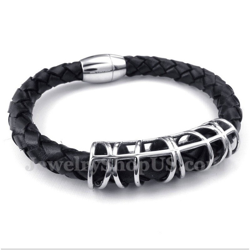 Men's Titanium Leather Bracelet