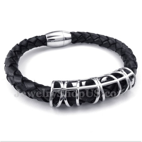 Men's Titanium Leather Bracelet
