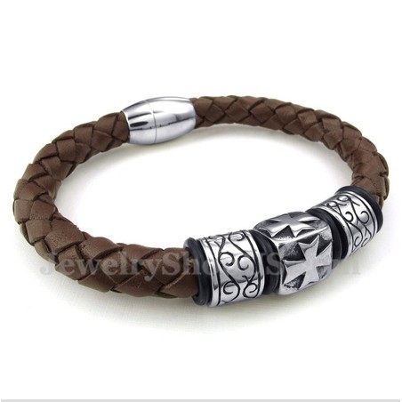 Men's Titanium Leather Bracelet