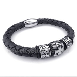 Men's Titanium Leather Bracelet