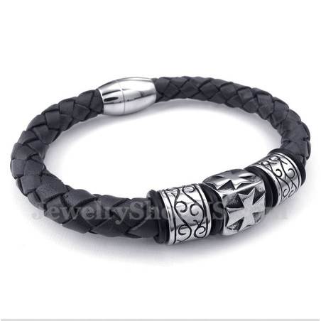 Men's Titanium Leather Bracelet