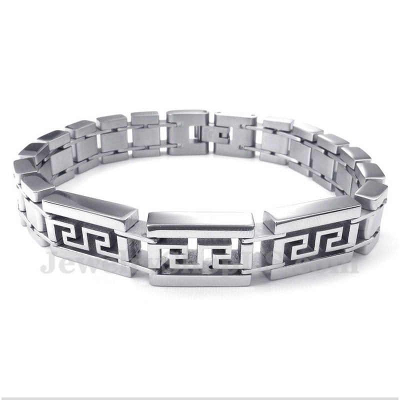 Men's Titanium Greek Meander Pattern Bracelet