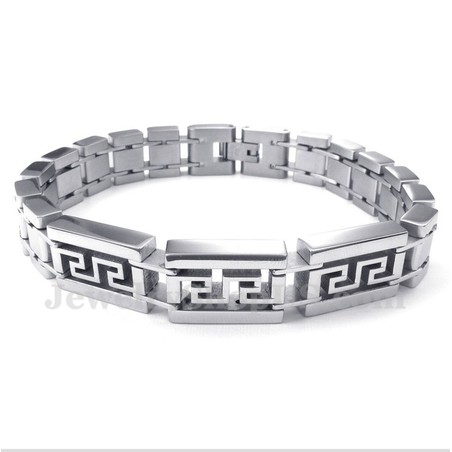 Men's Titanium Greek Meander Pattern Bracelet