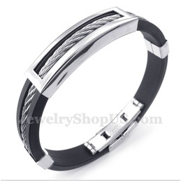 Men's Titanium Rubber Cable Bracelet