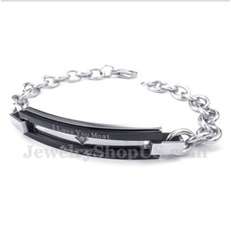 Men's Titanium Black Couple's Bracelet