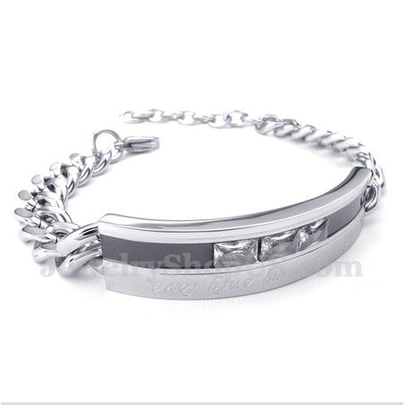 Men's Titanium Black Crystal Mens Couple's Bracelet