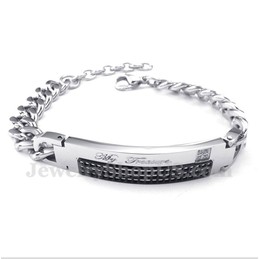 Men's Titanium Black Diamond Mens Couple's Bracelet